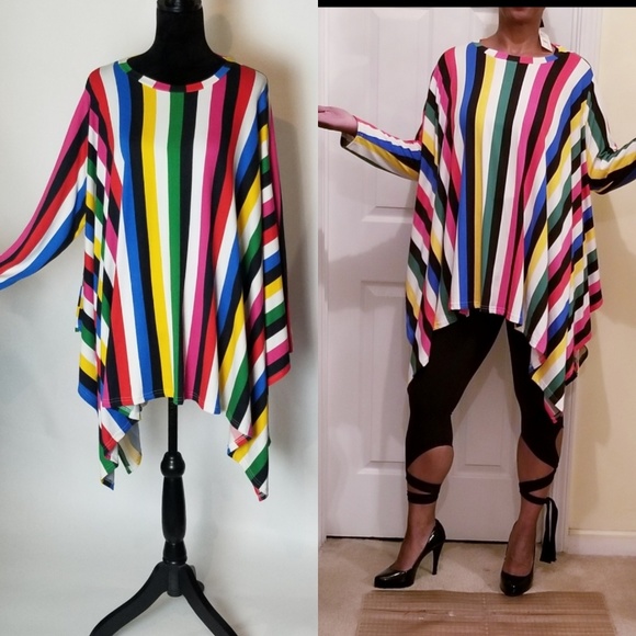 Striped Oversize Poncho - Picture 5 of 6